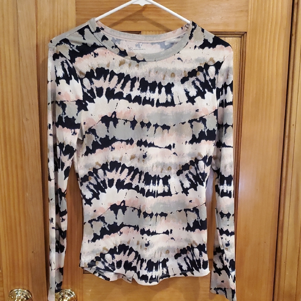 No Boundaries Long Sleeve Tie-Dye Top in Black, Cream, Pink